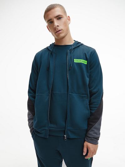 Calvin Klein Ruhák HU447841 | Calvin Klein Zip Up Férfi Kapucnis Pulóver Kék / Fekete